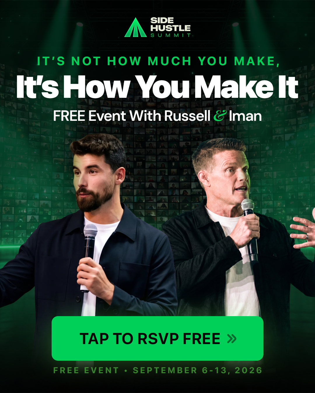 Side Hustle Summit — free event with Russell and Iman